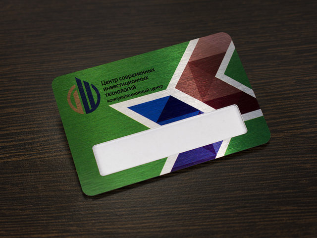 алюминиевый бейджик с окошком и логотипом компании